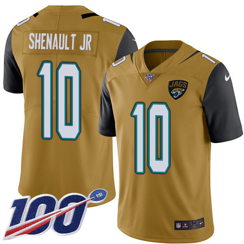 Jacksonville Jaguars #10 Laviska Shenault Jr. Gold Youth Stitched NFL Limited Rush 100th Season Jersey